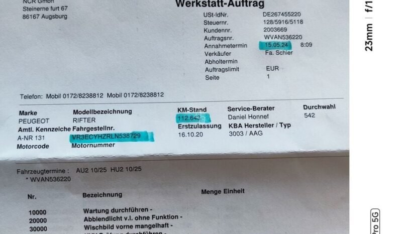 Peugeot Rifter pilnas